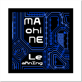 Machine Learning Circuit Board | Blue White Posters and Art